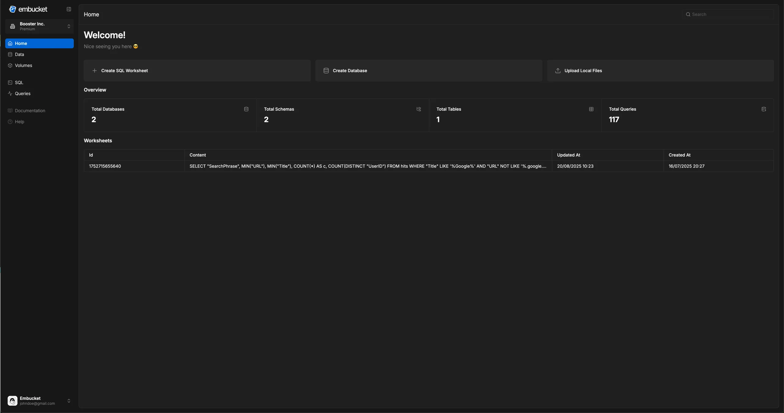 Embucket Web UI